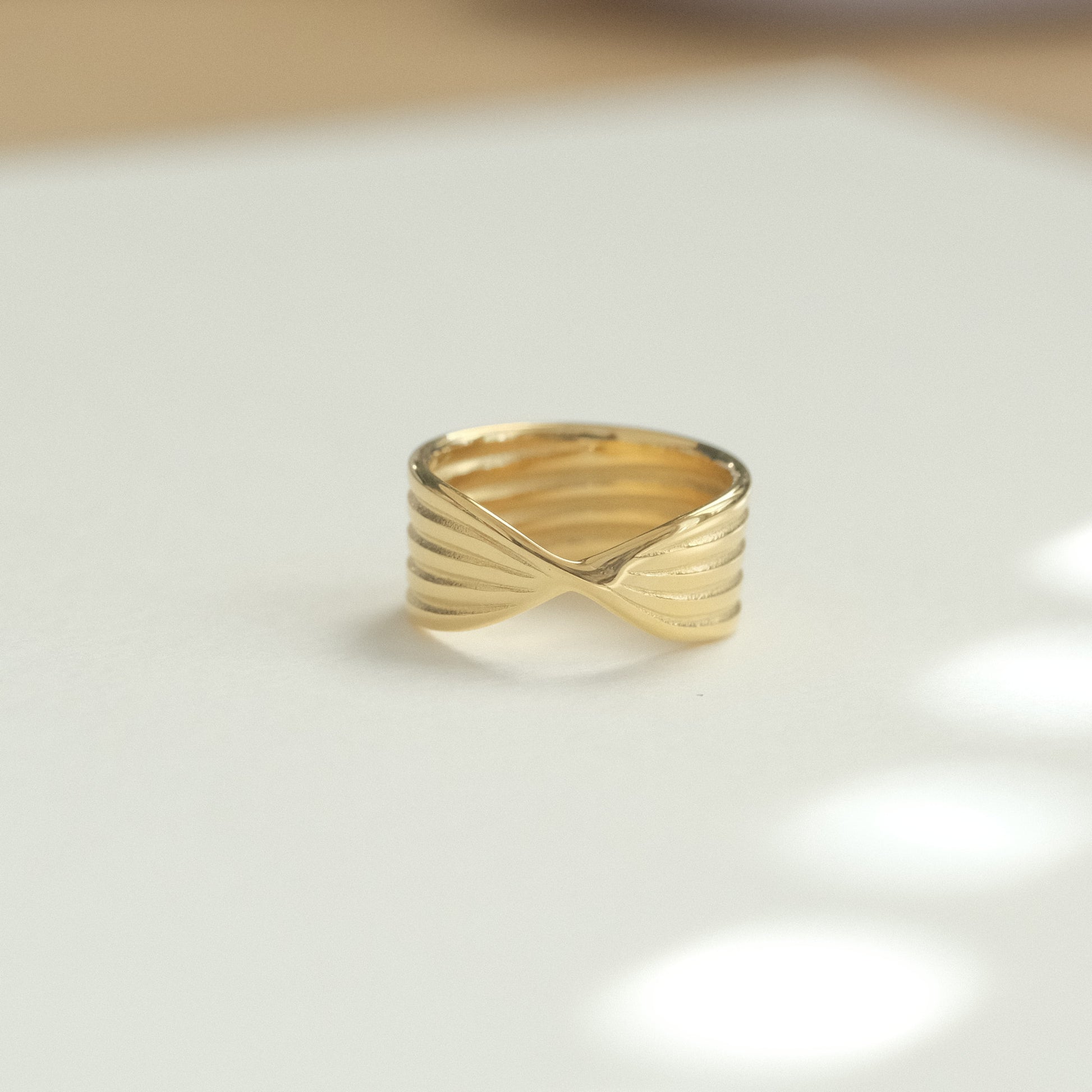 a close up of a ring on a table