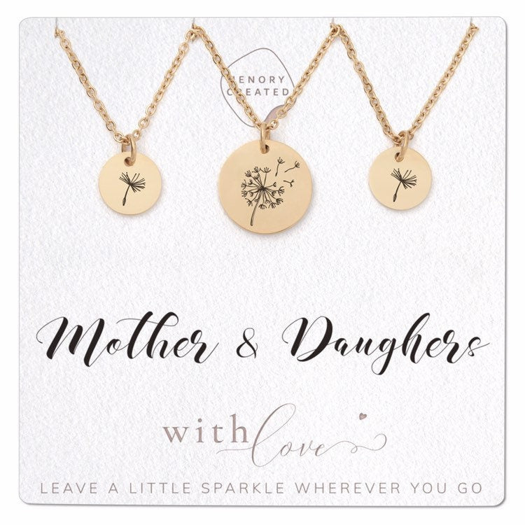 Mother Daughters Necklace Set of 3 Mother of Two Daughters Necklace