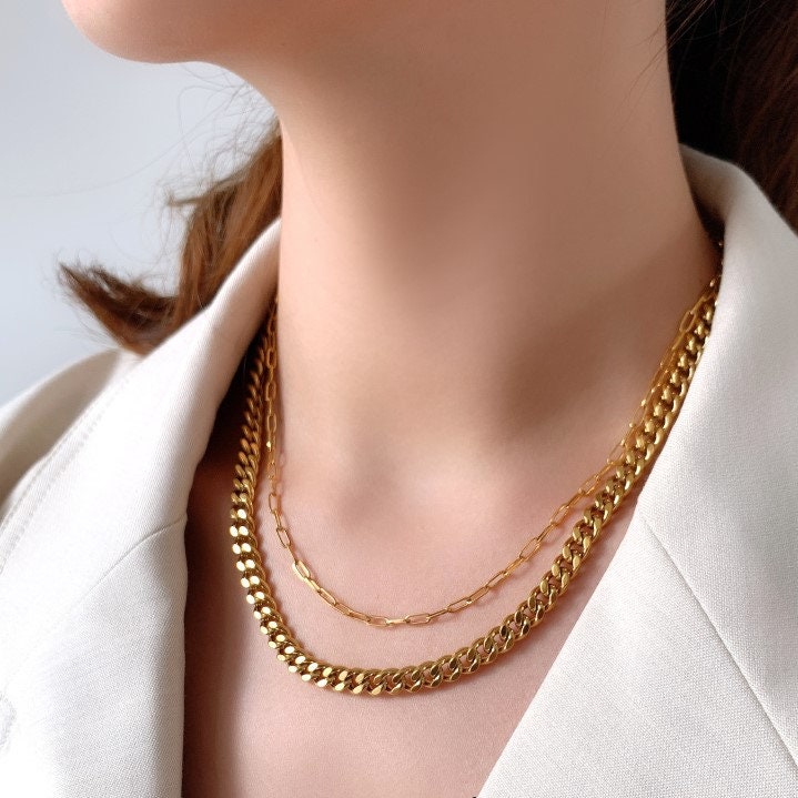 Gold Cuban Chain Necklace, Cuban Link Chain, Gold Chain Necklace, Linked Chain Necklace, Chunky Cuban Chain, Thick Cuban Chain Chunky Chains