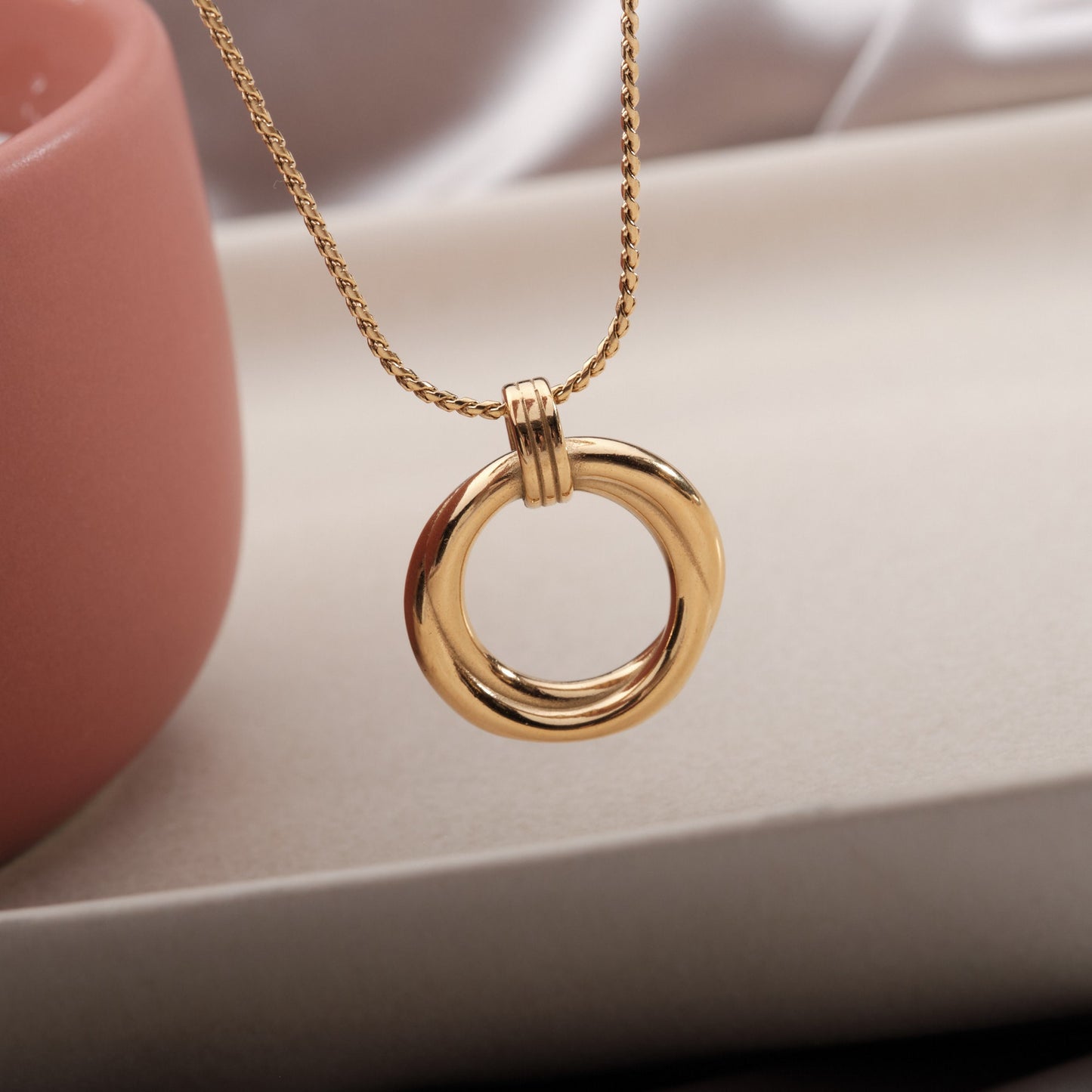 Unity Necklace. Two Linked Circle Necklace Gold interwined circles, 2 Linked Circles Necklace Gold Interlocking Circles eternity circle