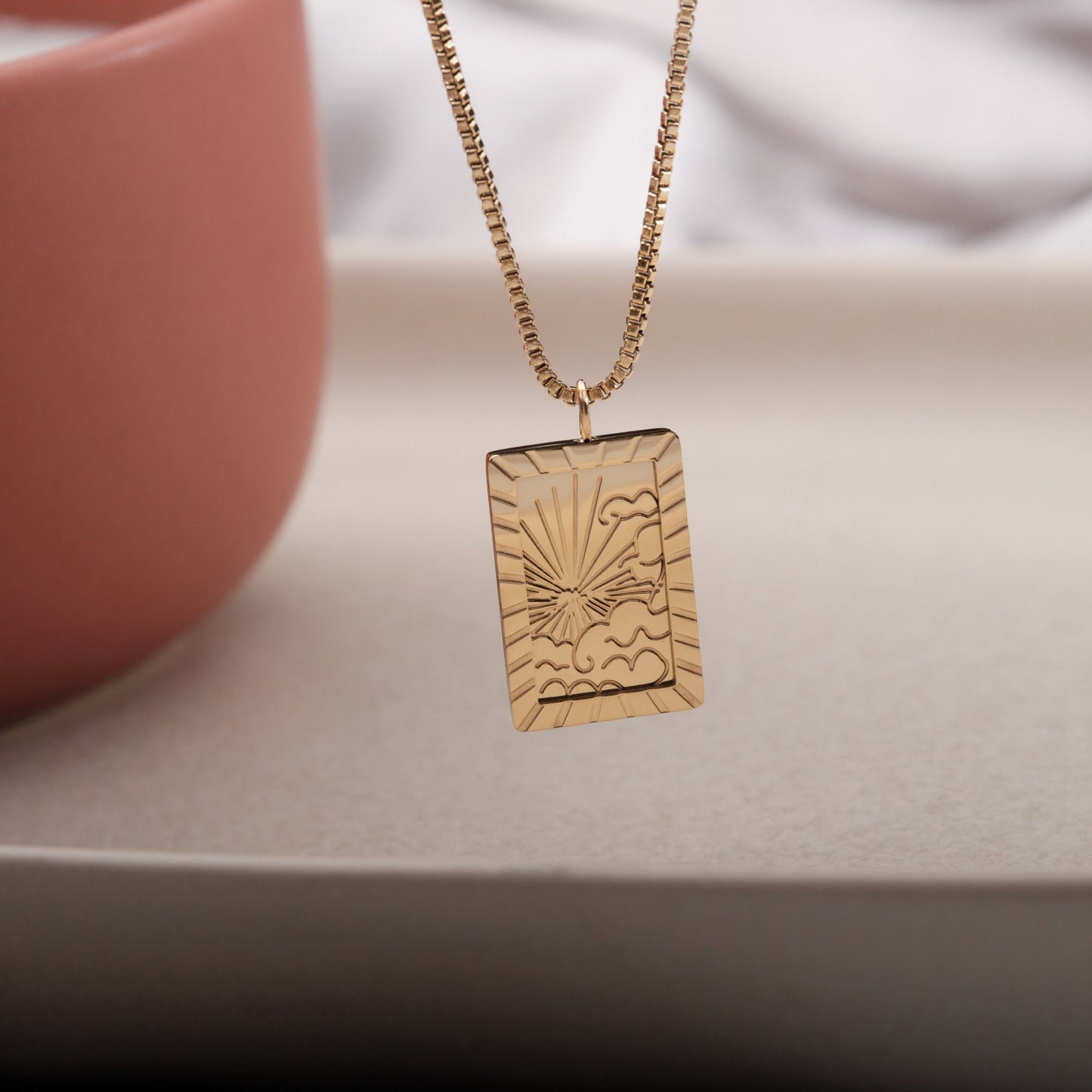 Gold Filled Tarot Card Necklace Sun Pendant Moon Necklace Gold Sun Moon Necklace Crescent Necklace Gold Sunrise Necklace Eclipse Necklace