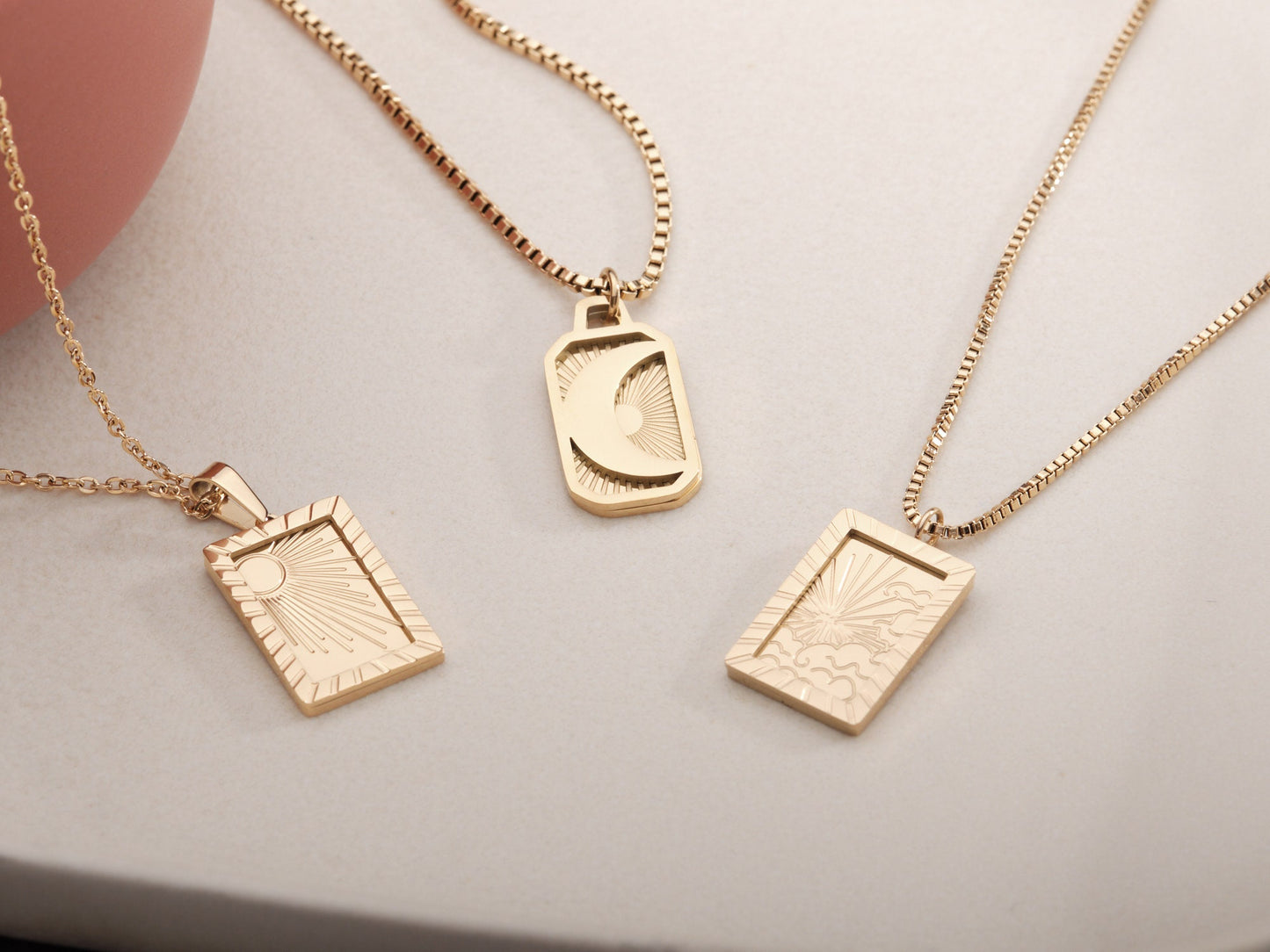 Gold Filled Tarot Card Necklace Sun Pendant Moon Necklace Gold Sun Moon Necklace Crescent Necklace Gold Sunrise Necklace Eclipse Necklace