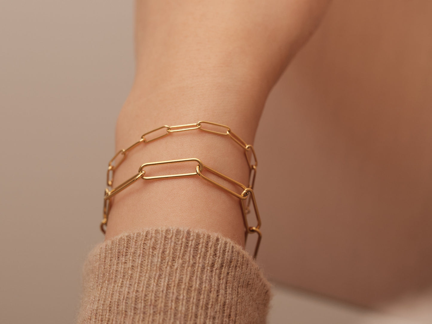 Gold Paperclip Chain Bracelet, Gold Bracelet, Long Rectangle Chain Bracelet, Gold Rectangle Bracelet, Waterproof, Antitarnish Bracelet