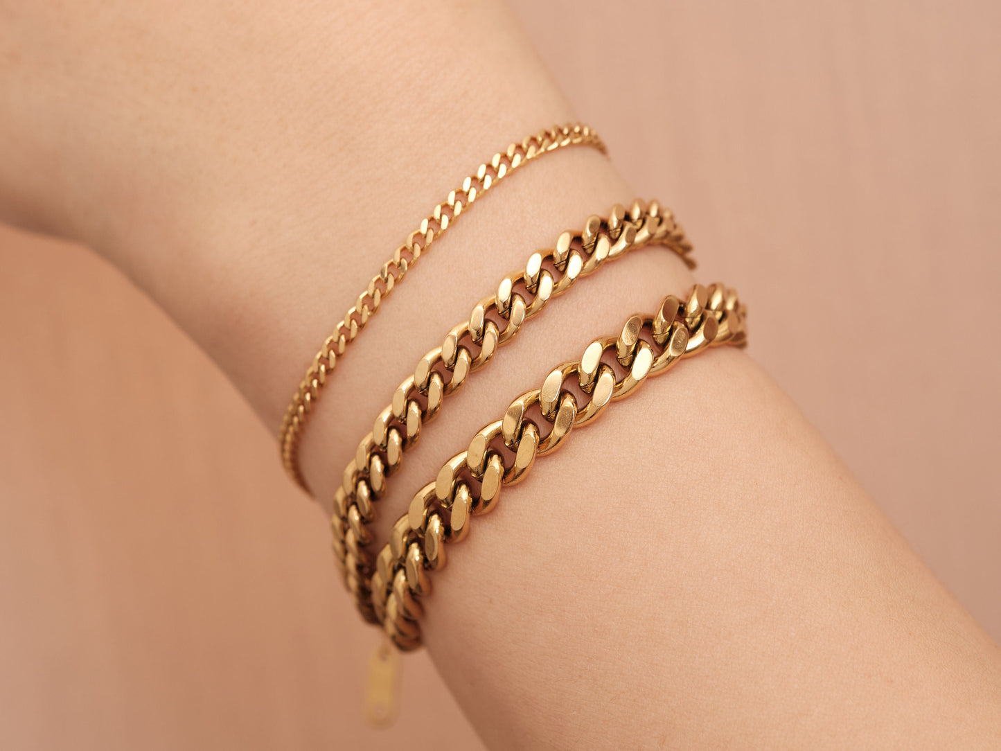 Gold Cuban Chain Bracelet, Gold Bracelet, Linked Chain Bracelet, Gold Curb Chain Bracelet, Gold Chunky Cuban Chain, Waterproof