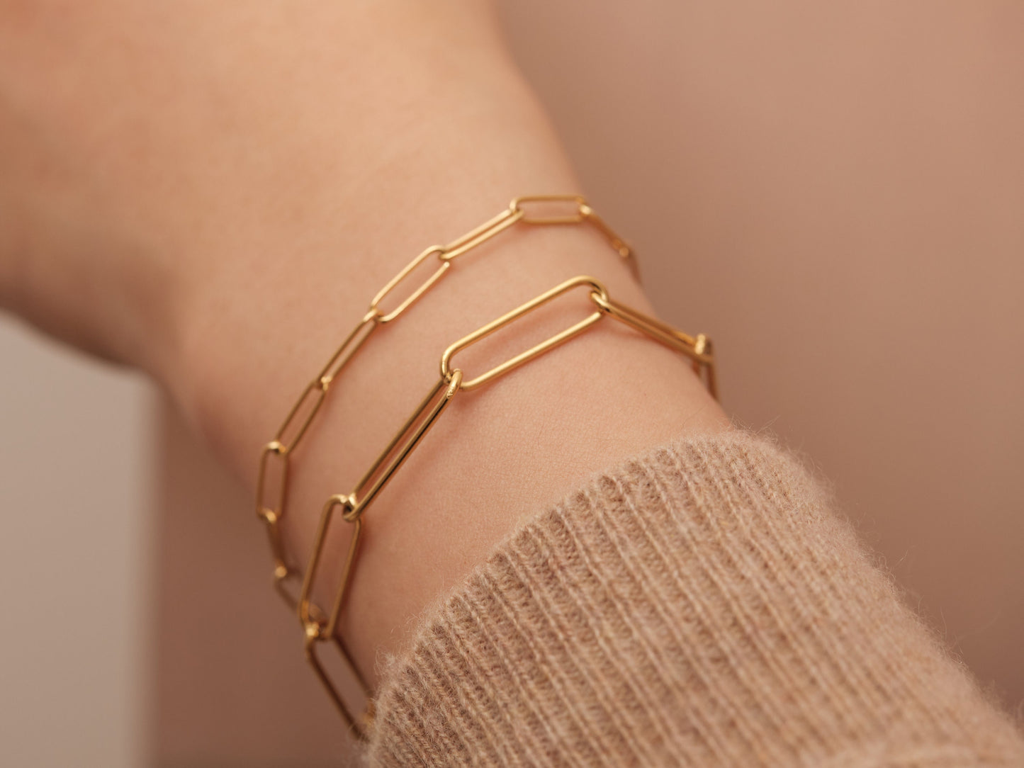 Gold Paperclip Chain Bracelet, Gold Bracelet, Long Rectangle Chain Bracelet, Gold Rectangle Bracelet, Waterproof, Antitarnish Bracelet