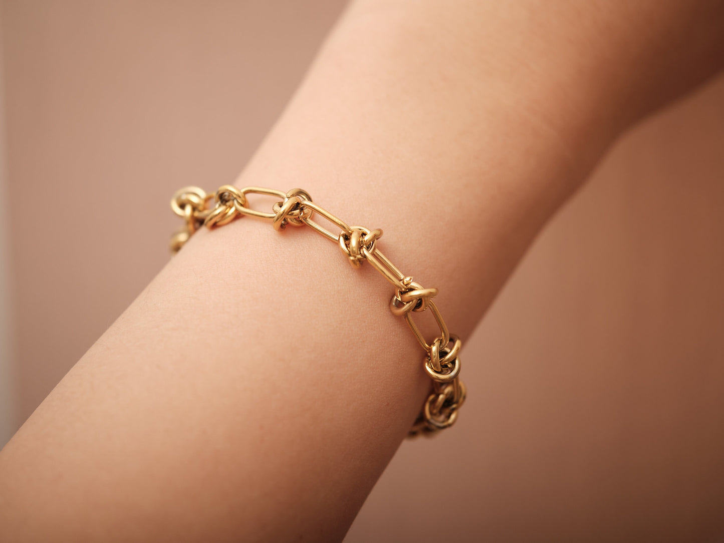 Knot Chain Bracelet, 18k Gold Bracelet Chunky Chain Bracelet, Silver Chain Bracelet, Linked Chain Bracelet, Stacking Bracelet, Gold Chain