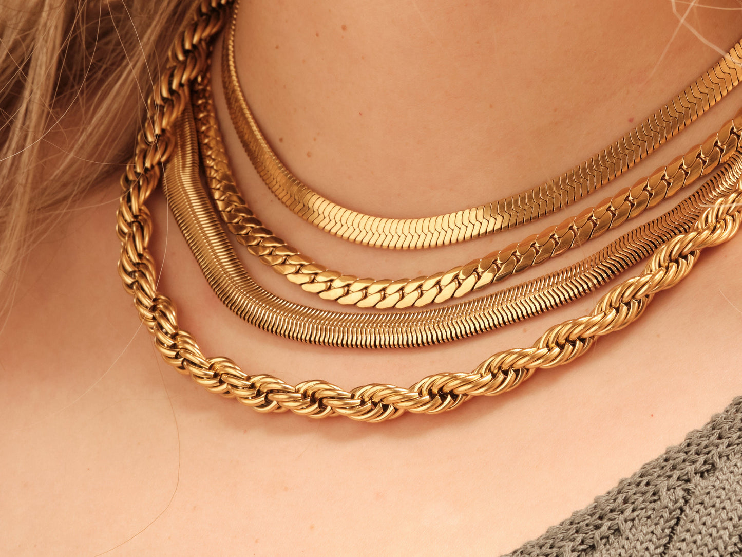 18K Gold Chunky Chain, Gold Snake Chain Necklace, Wide Herringbone Chain, Twisted Rope Necklace, Chain Necklace, Statement Chain