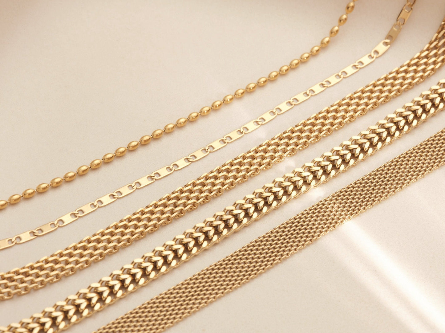 18K Gold Choker, Gold Vintage Chain Choker Necklace, Wide Chain Choker Chain, Beaded Chain, Gold Choker Wide, Gift for Her, WATERPROOF