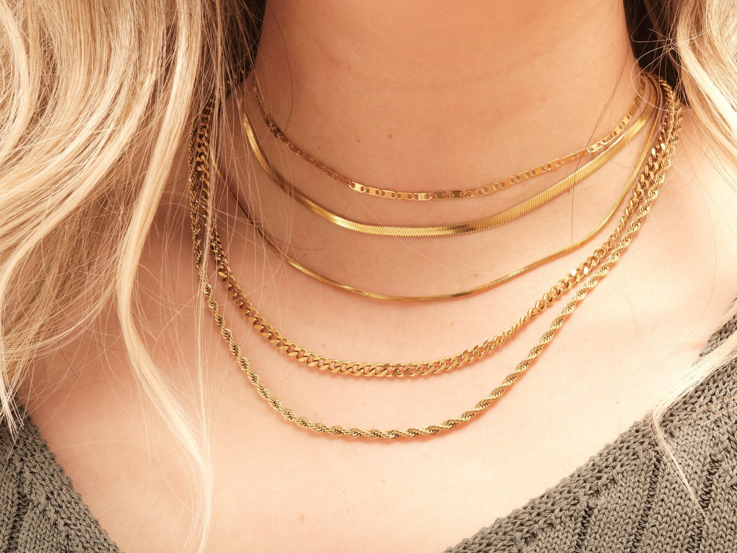 18K Gold Choker, Gold Vintage Chain Choker Necklace, Wide Chain Choker Chain, Beaded Chain, Gold Choker Wide, Gift for Her, WATERPROOF