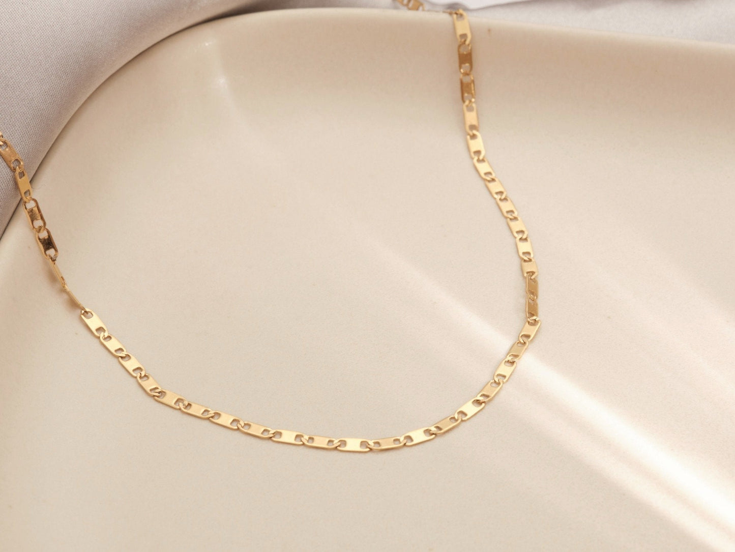 18K Gold Choker, Gold Vintage Chain Choker Necklace, Wide Chain Choker Chain, Beaded Chain, Gold Choker Wide, Gift for Her, WATERPROOF