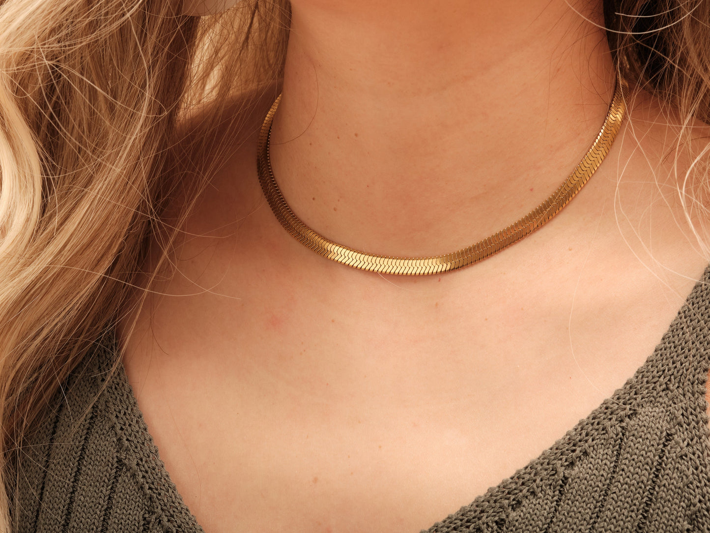 18K Gold Chunky Chain, Gold Snake Chain Necklace, Wide Herringbone Chain, Twisted Rope Necklace, Chain Necklace, Statement Chain