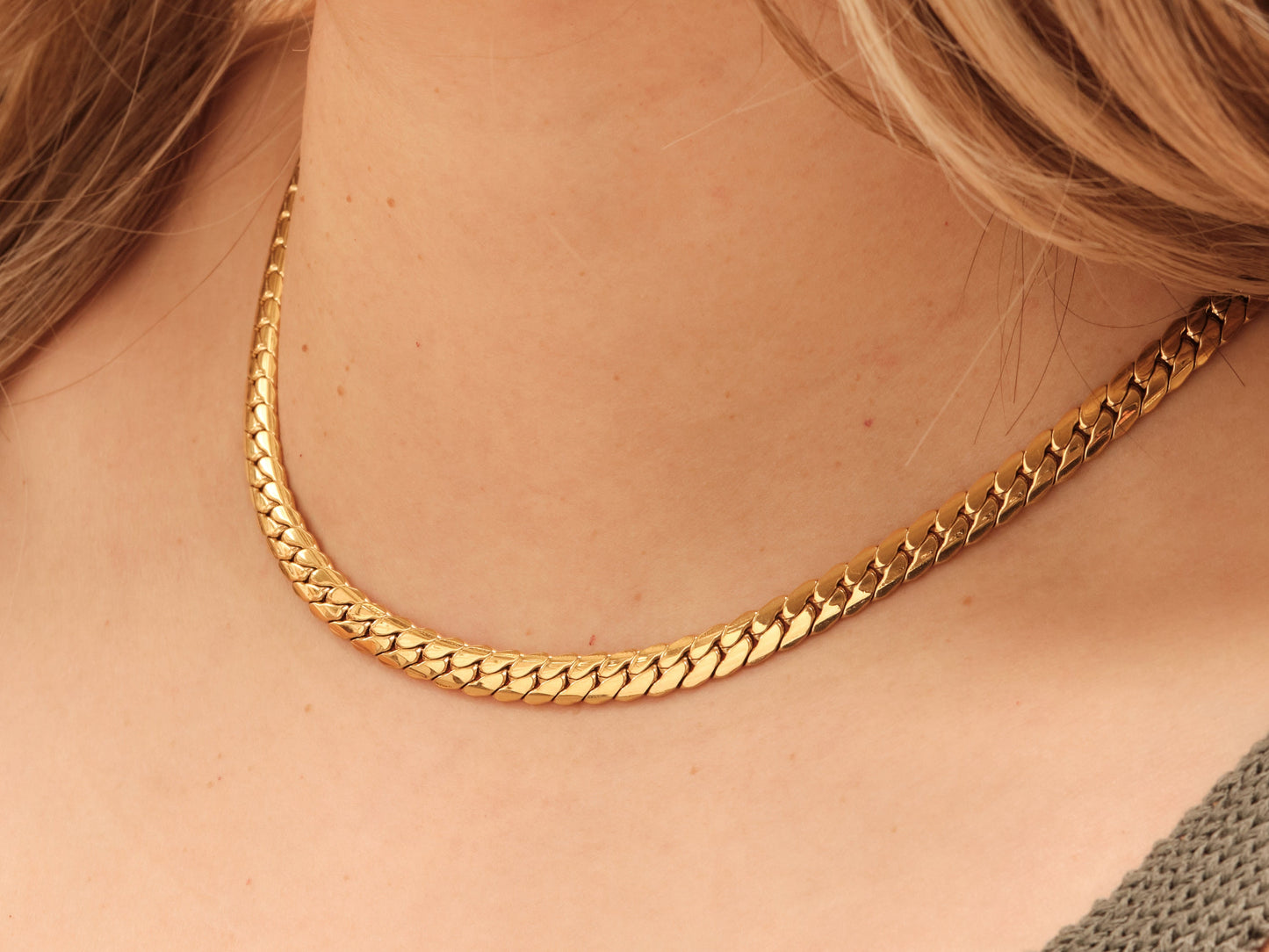 18K Gold Chunky Chain, Gold Snake Chain Necklace, Wide Herringbone Chain, Twisted Rope Necklace, Chain Necklace, Statement Chain