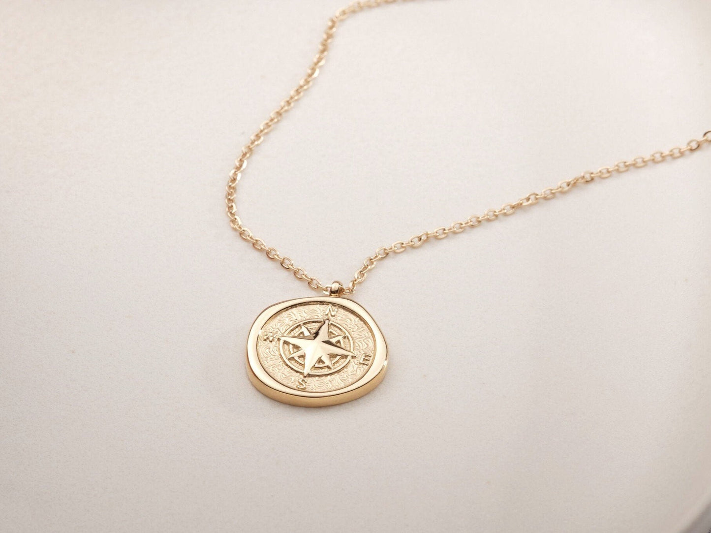 Gold Compass Necklace Gold PVD Coating Compass Necklace Mens Compass Necklace Gold North Star Necklace Vintage Necklace Wax Seal WATERPROOF