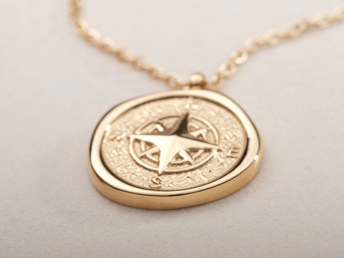 Gold Compass Necklace Gold PVD Coating Compass Necklace Mens Compass Necklace Gold North Star Necklace Vintage Necklace Wax Seal WATERPROOF