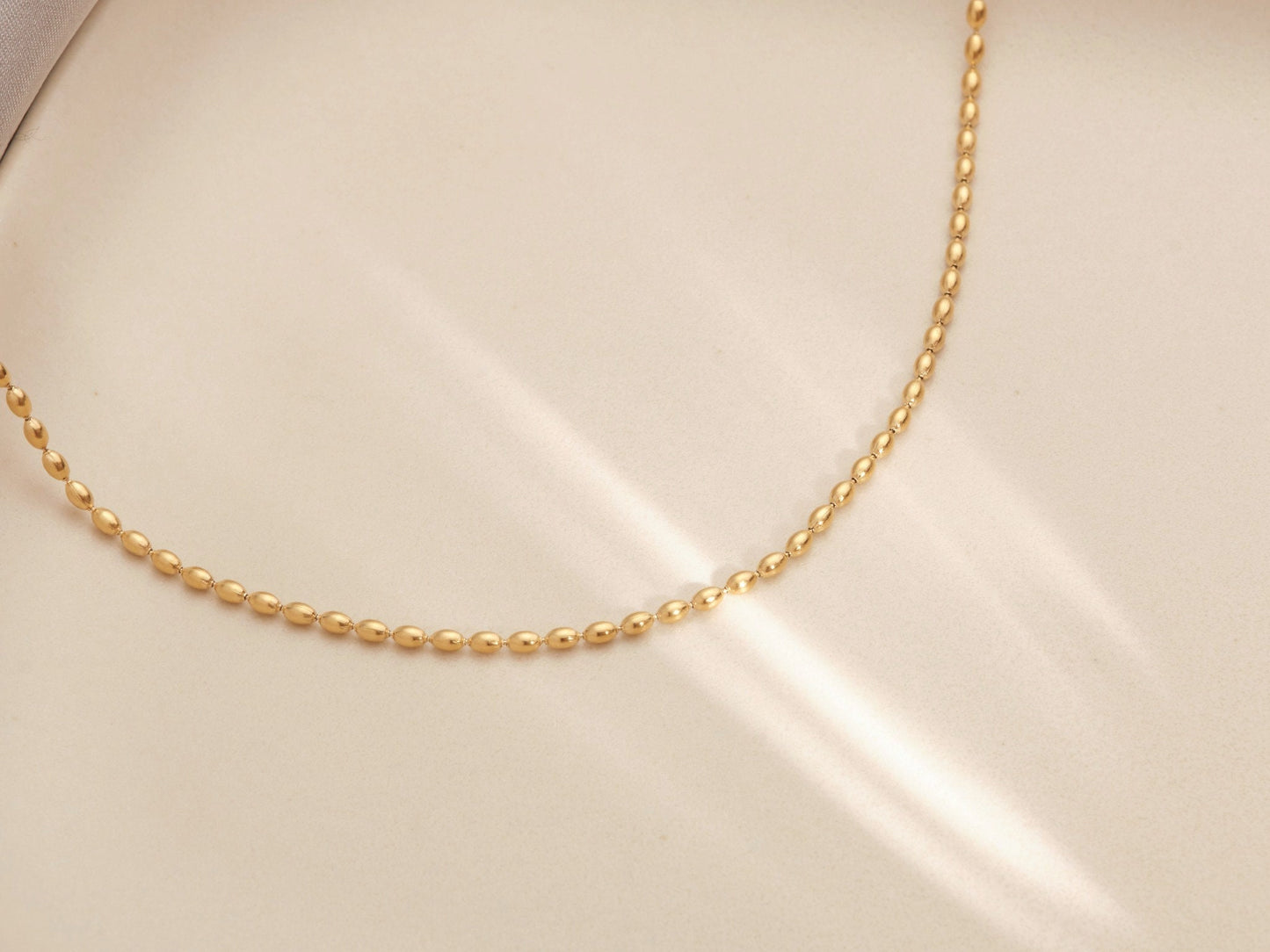 18K Gold Choker, Gold Vintage Chain Choker Necklace, Wide Chain Choker Chain, Beaded Chain, Gold Choker Wide, Gift for Her, WATERPROOF