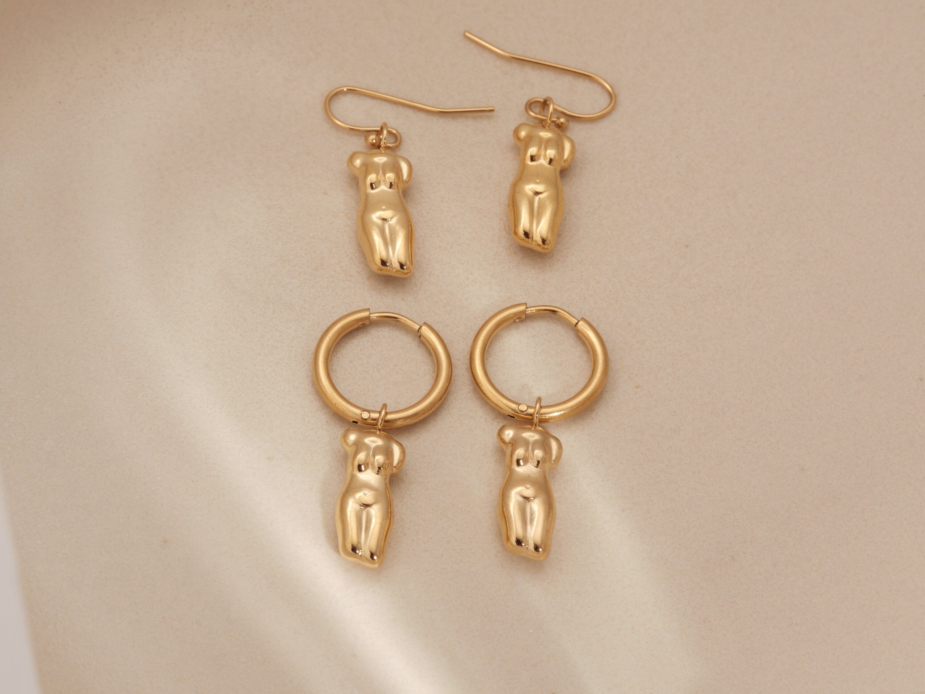 Female Empowerment Hoops, Gold Female Body Earrings, Self Love Earrings -  Etsy