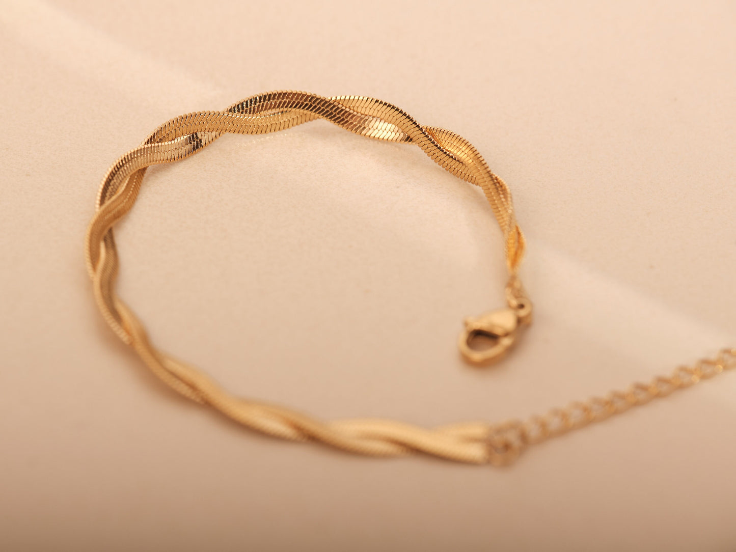 Gold Twist Herringbone Bracelet, Double Snake Chain Bracelet, Gold Herringbone Bracelet, Gold snake chain bracelet, Twisted Snake chain