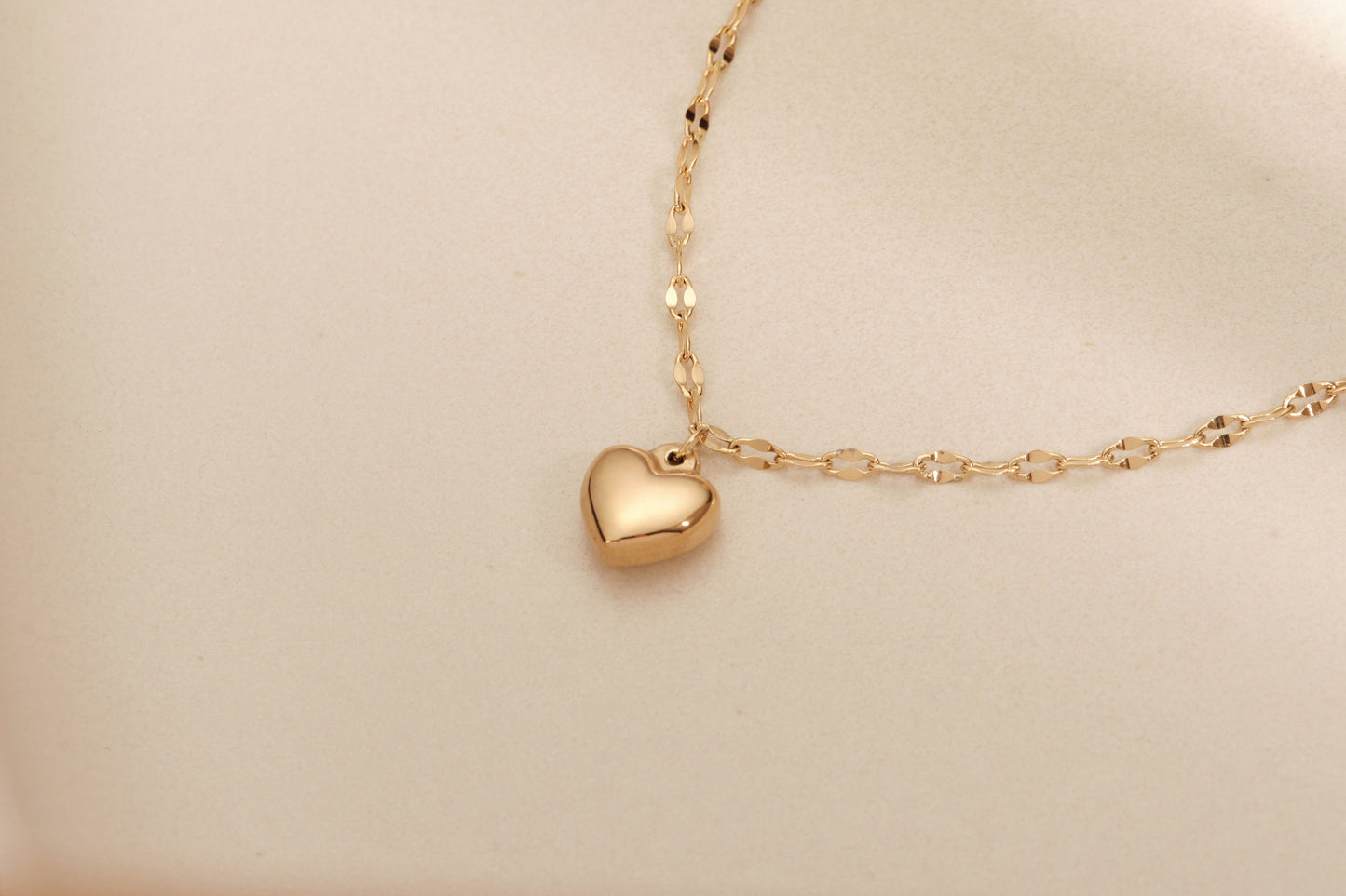 Gold Puff Heart Bracelet Gold Heart Bracelet Heart Charm Bracelet Gold Sequin Chain Bracelet Sequin Chain Gold Waterproof Bracelet Gift