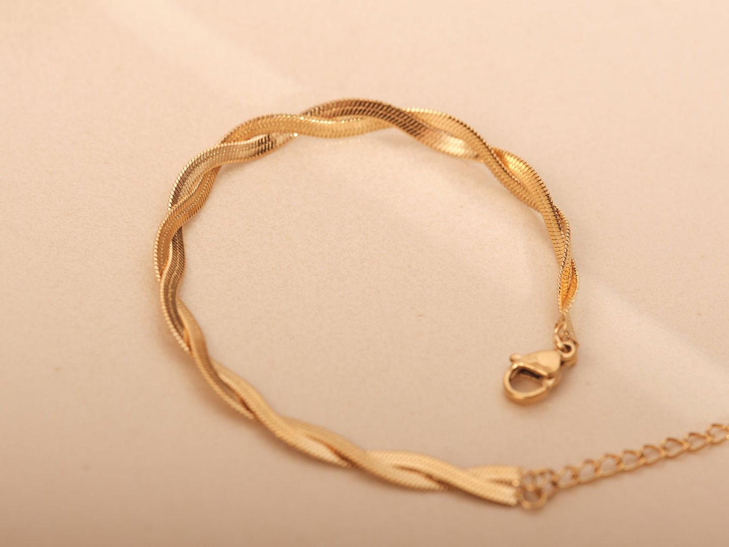 Gold Twist Herringbone Bracelet, Double Snake Chain Bracelet, Gold Herringbone Bracelet, Gold snake chain bracelet, Twisted Snake chain