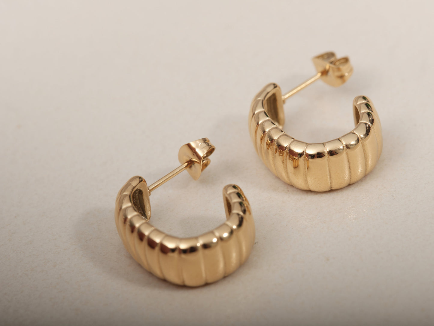 Gold Croissant Earrings, Gold Hoops, Chunky Hoops, Twisted Hoops, Gold Thick Hoops, Hoop Earrings, Wide Hoop, Gold Open Hoops, WATERPROOF