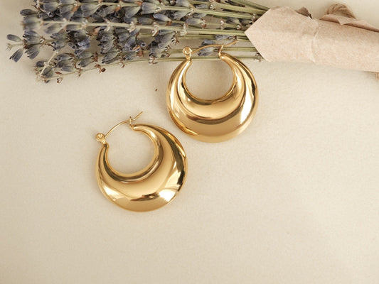 Gold Hollow Hoops, Bubble Hoops, Gold Bubble Earrings, Boho Earring, Gold Hoop Earring, Gold Earring, Waterproof Earring, Statement Earring