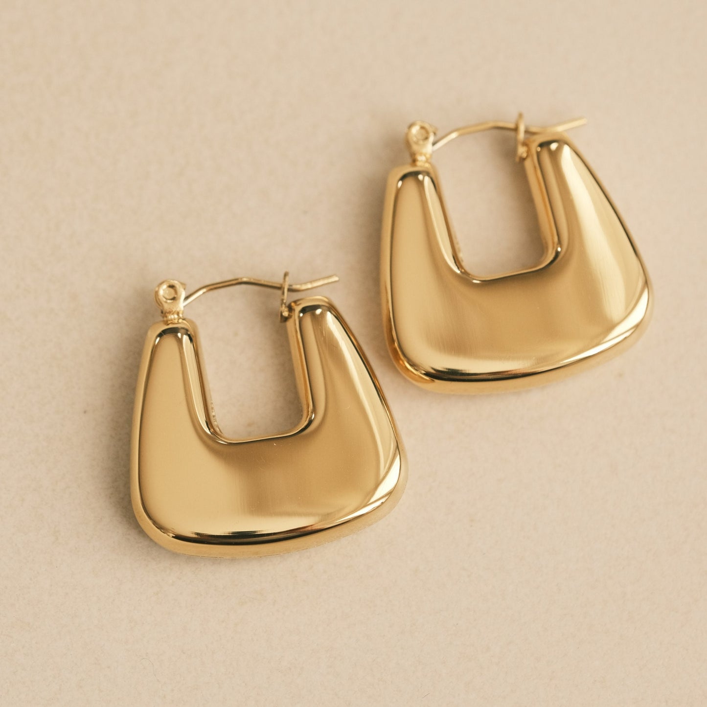 Gold Square Hoop Earring, Light Weigh Earring, Gold Earring, Chunky Earring, Gold Bubble Earring, Dainty Earring, Cute Earring, Waterproof