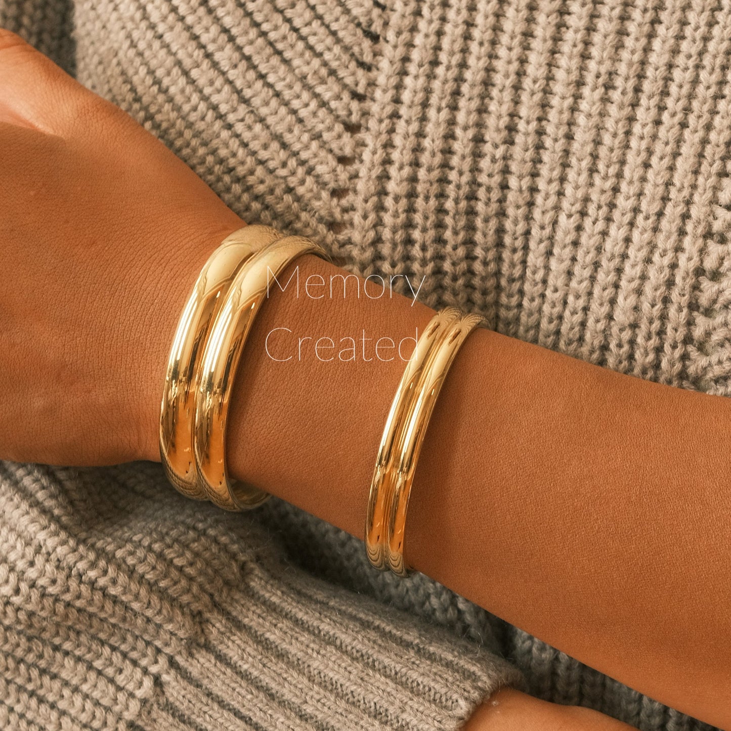 Gold Double Bangle, Gold Bangle, Open Bangle, Thick Bangle, Chunky Bangle, Open Cuff, Cuff Bangle, Waterproof, Chic Bangle, Bangle Bracelet