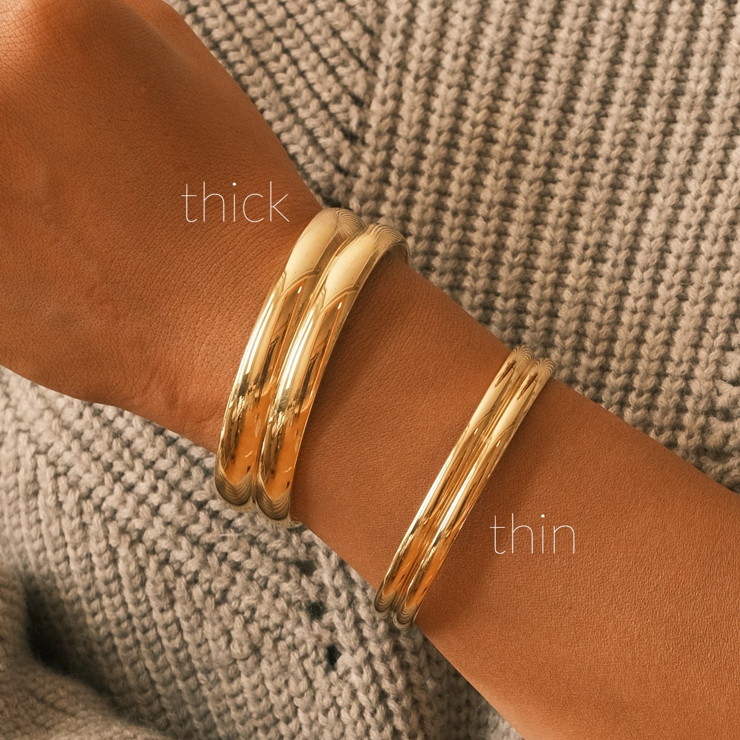 Gold Double Bangle, Gold Bangle, Open Bangle, Thick Bangle, Chunky Bangle, Open Cuff, Cuff Bangle, Waterproof, Chic Bangle, Bangle Bracelet