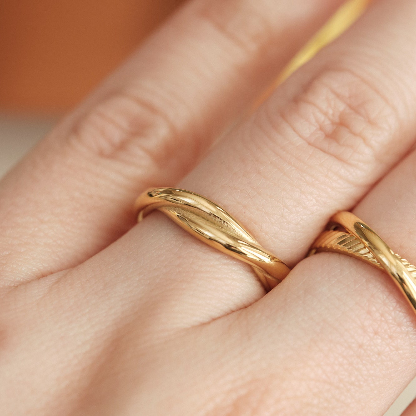 18K Gold PVD Twist Ring, Slight Twist Ring, Gold Ring, Dainty Ring, Stacking Ring, Simple Ring, Classic Ring, Twisted Ring, Waterproof Ring