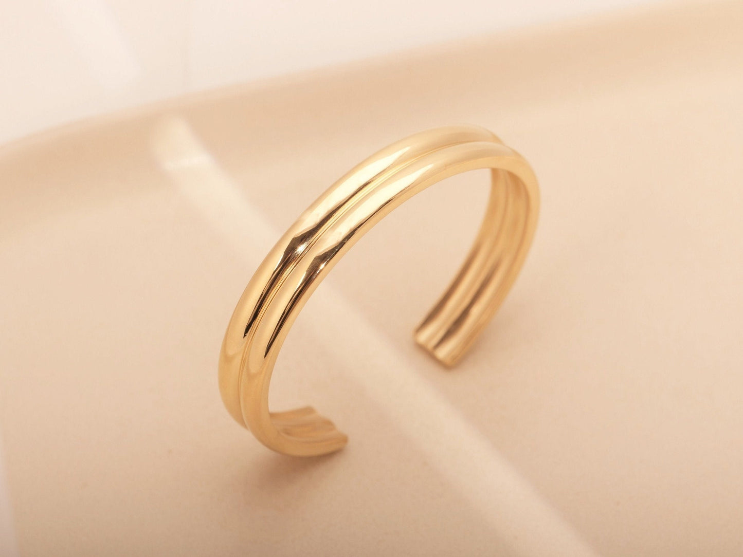 Gold Double Bangle, Gold Bangle, Open Bangle, Thick Bangle, Chunky Bangle, Open Cuff, Cuff Bangle, Waterproof, Chic Bangle, Bangle Bracelet