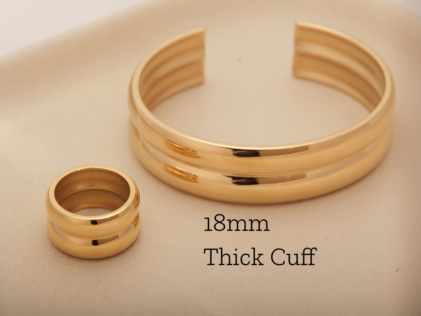 Gold Double Bangle, Gold Bangle, Open Bangle, Thick Bangle, Chunky Bangle, Open Cuff, Cuff Bangle, Waterproof, Chic Bangle, Bangle Bracelet